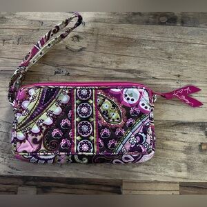 Vera Bradley Pink and Green Quilted Wristlet